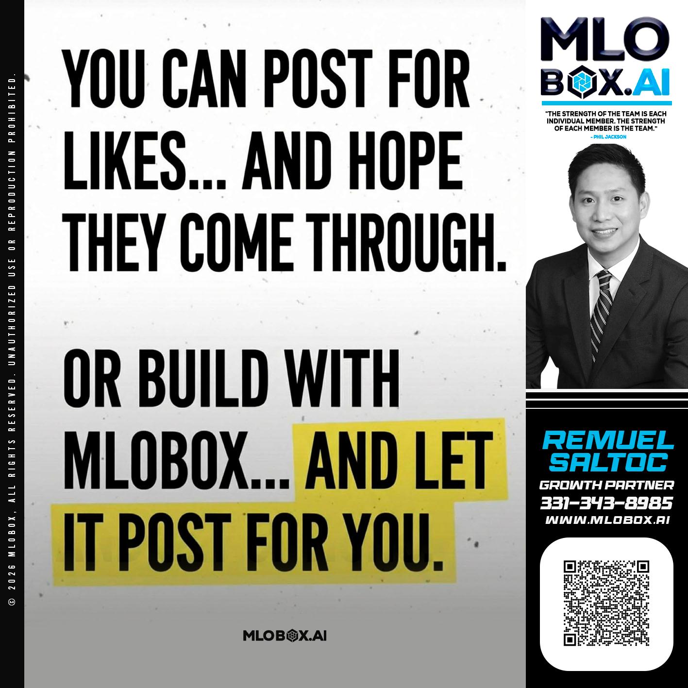 you can post - Remuel Saltoc -VP of Mortgage Lending