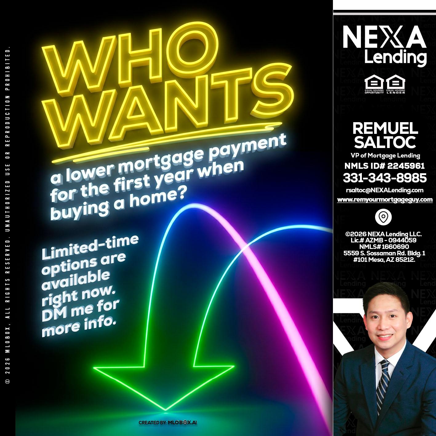WHO WANTS - Remuel Saltoc -VP of Mortgage Lending