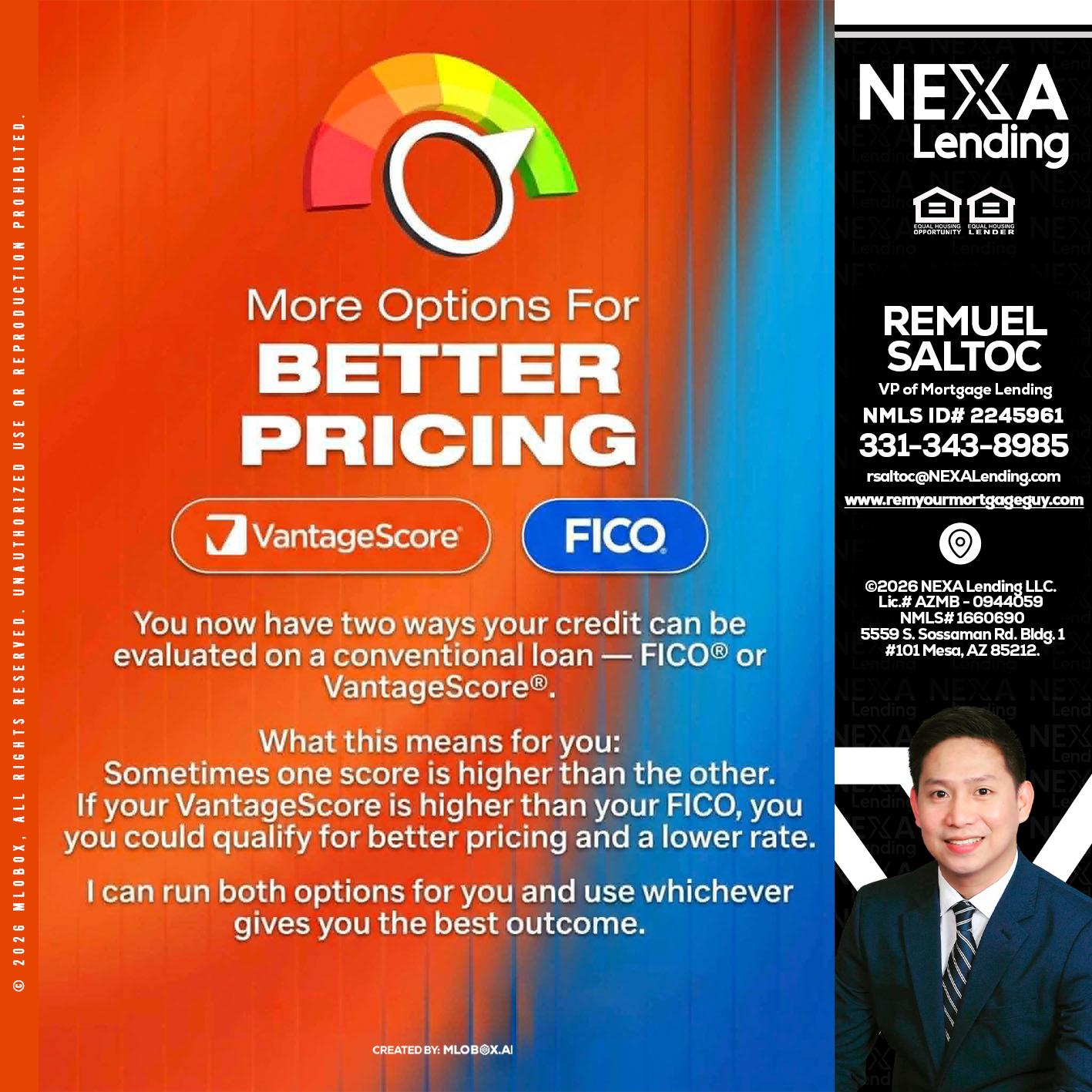 BETTER PRICING - Remuel Saltoc -VP of Mortgage Lending