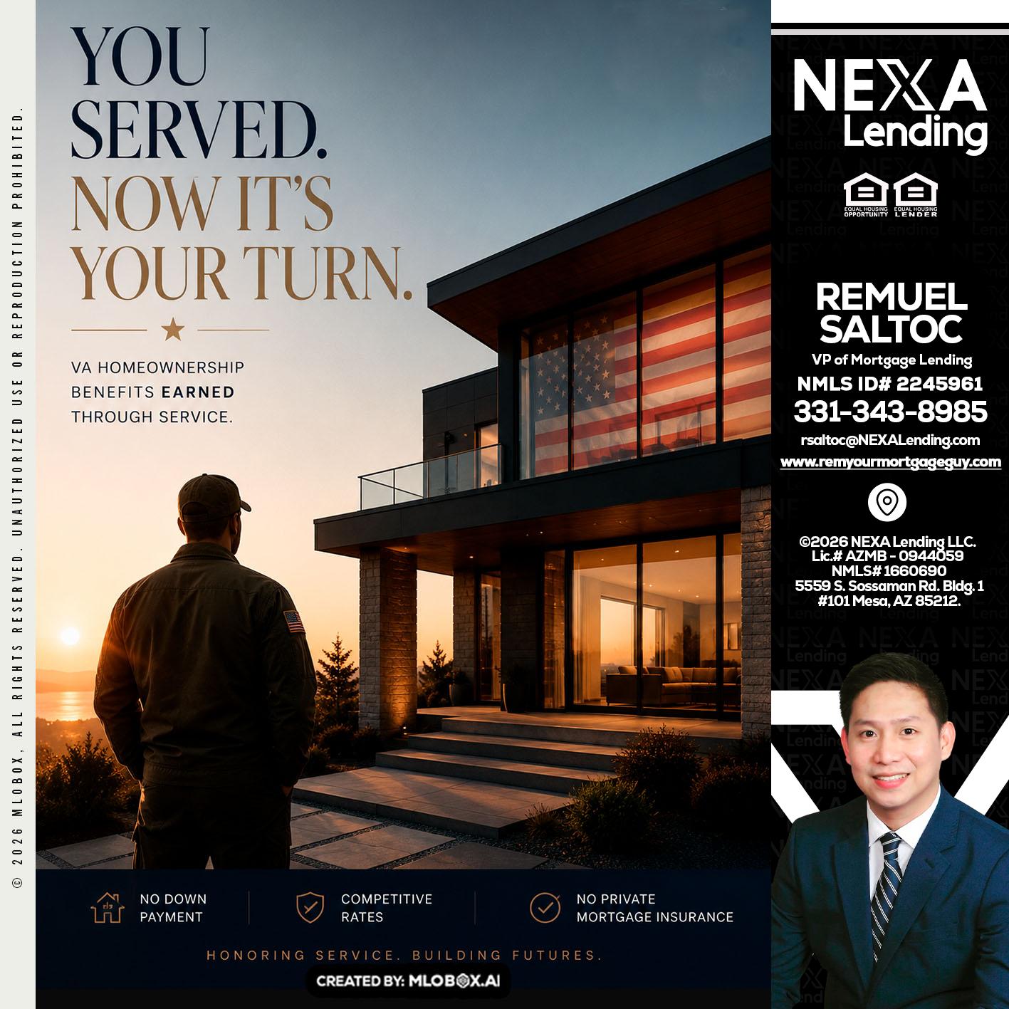 YOU SERVED - Remuel Saltoc -VP of Mortgage Lending