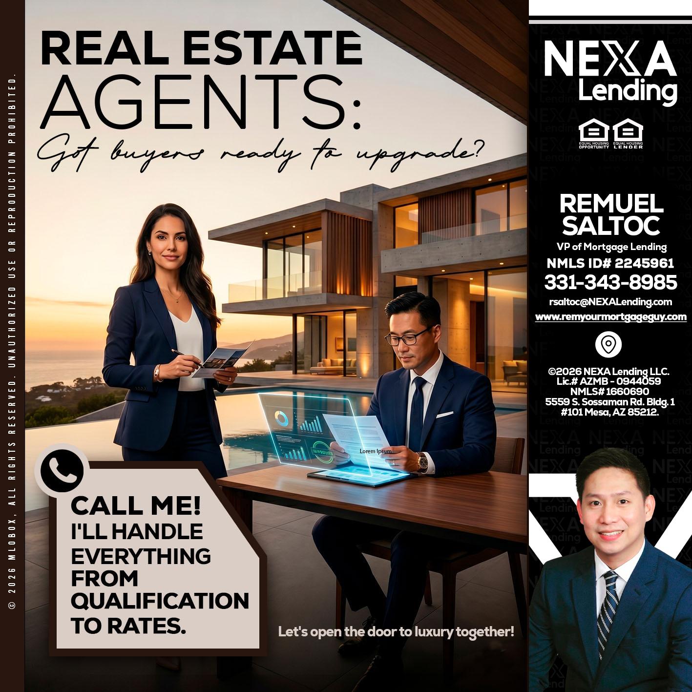 REAL ESTATE AGENTS - Remuel Saltoc -VP of Mortgage Lending