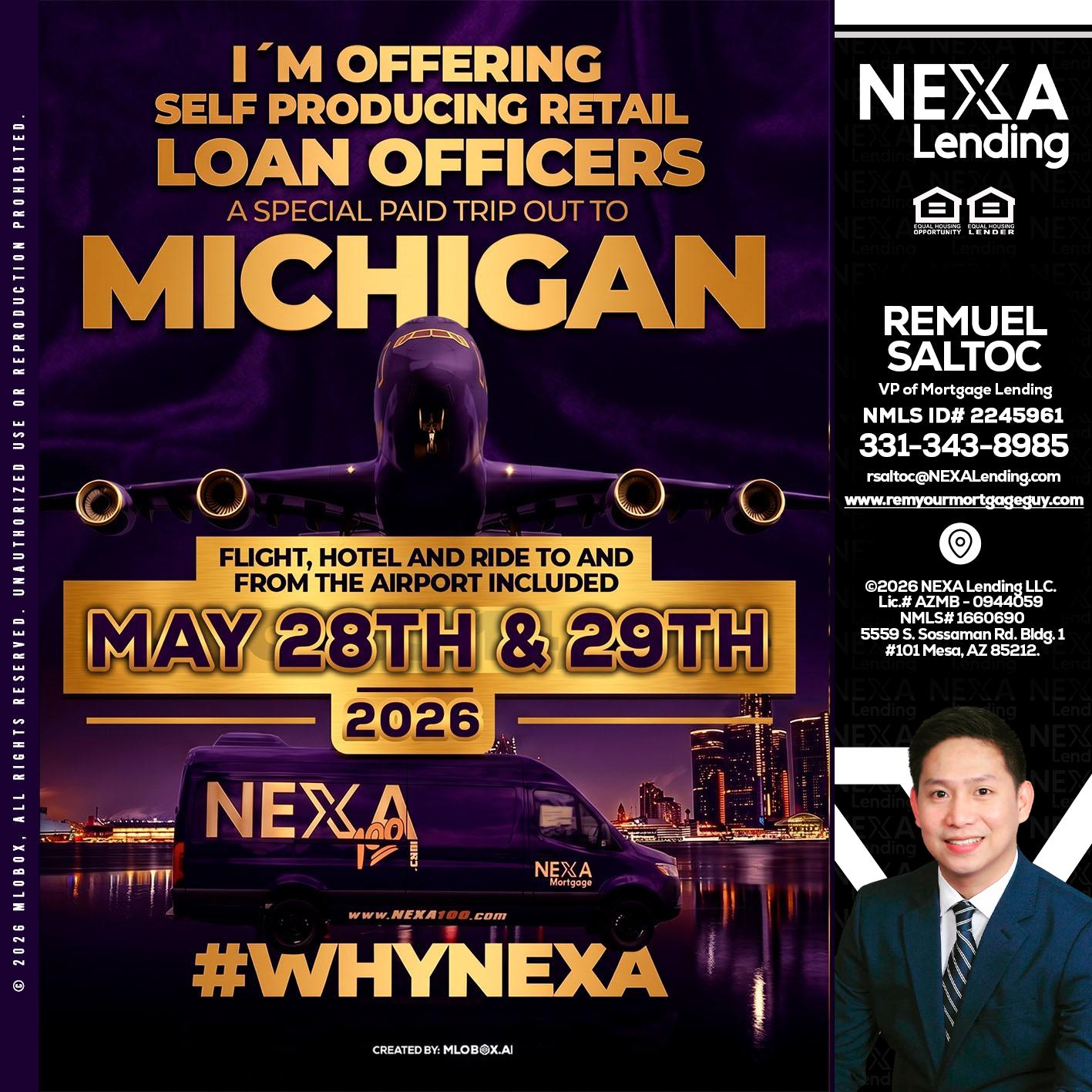 MICHIGAN - Remuel Saltoc -VP of Mortgage Lending