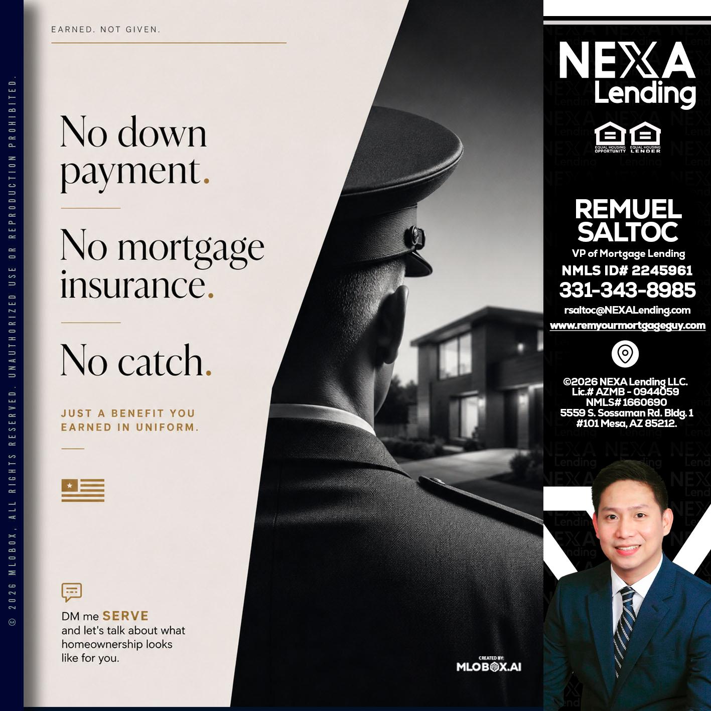 NO DOWN PAYMENT - Remuel Saltoc -VP of Mortgage Lending