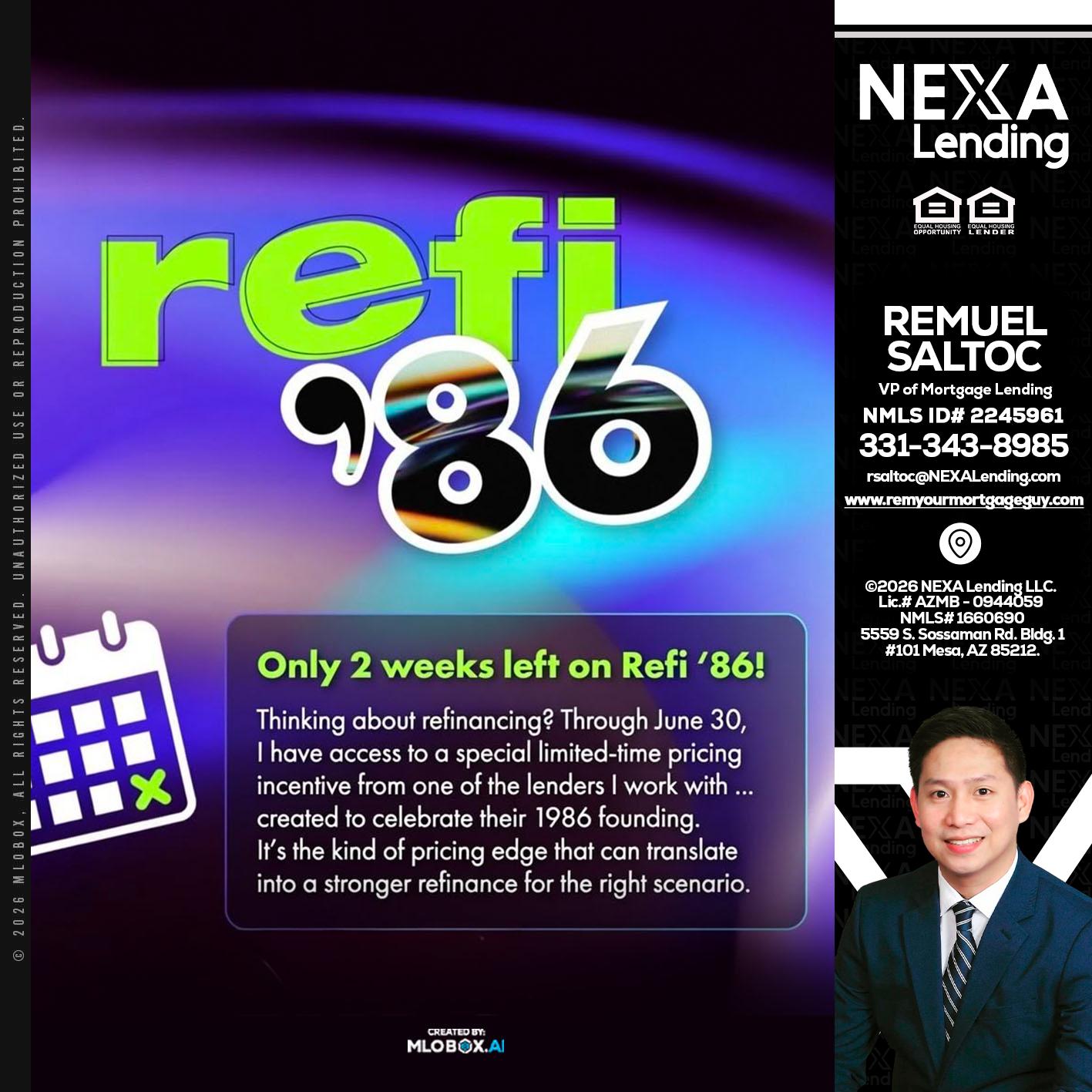 REFI 86 - Remuel Saltoc -VP of Mortgage Lending
