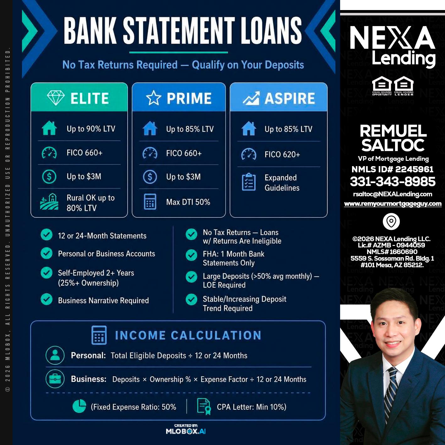 BANK STATEMENT - Remuel Saltoc -VP of Mortgage Lending