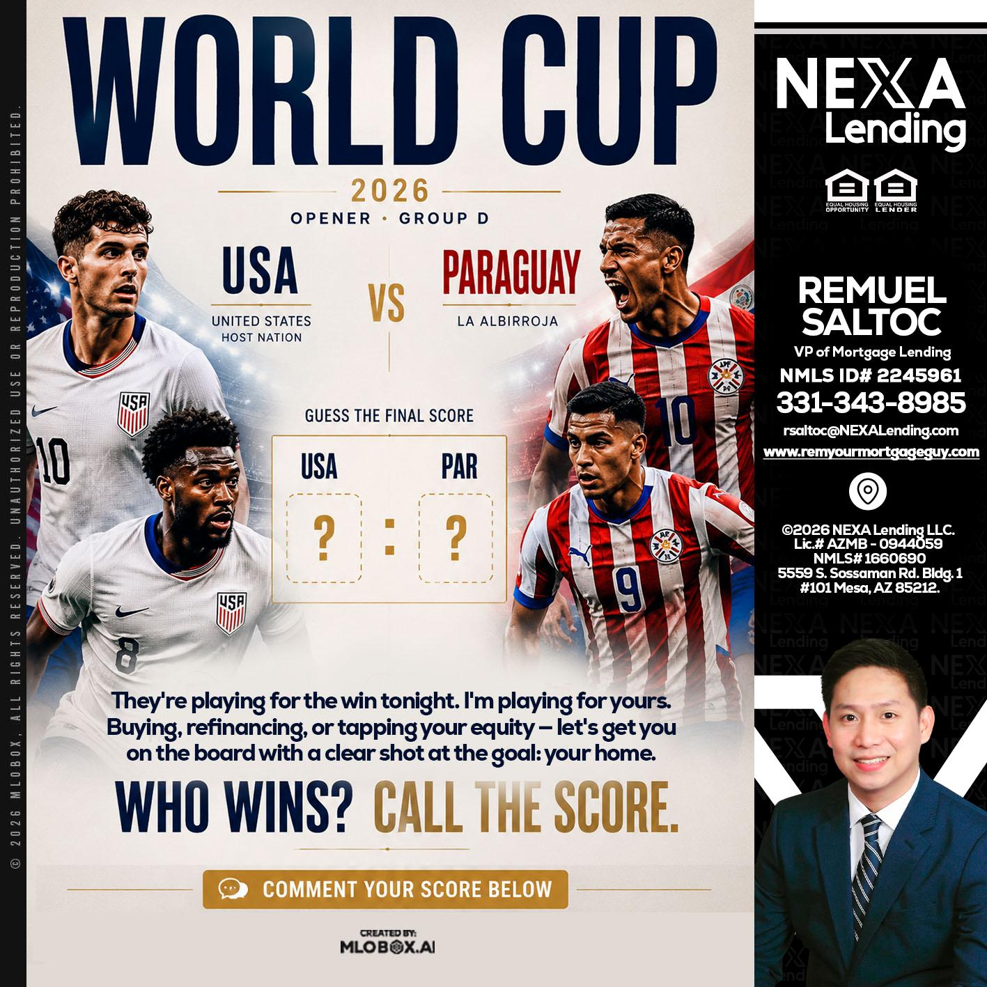 WORLD CUP 2026 - Remuel Saltoc -VP of Mortgage Lending