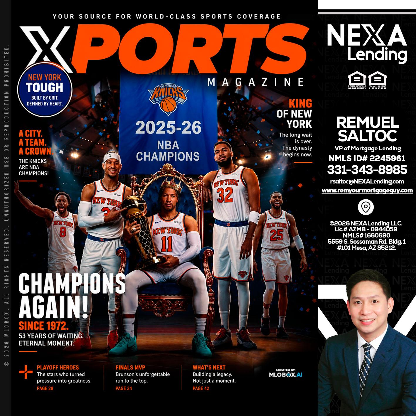 XPORTS MAGAZINE - Remuel Saltoc -VP of Mortgage Lending