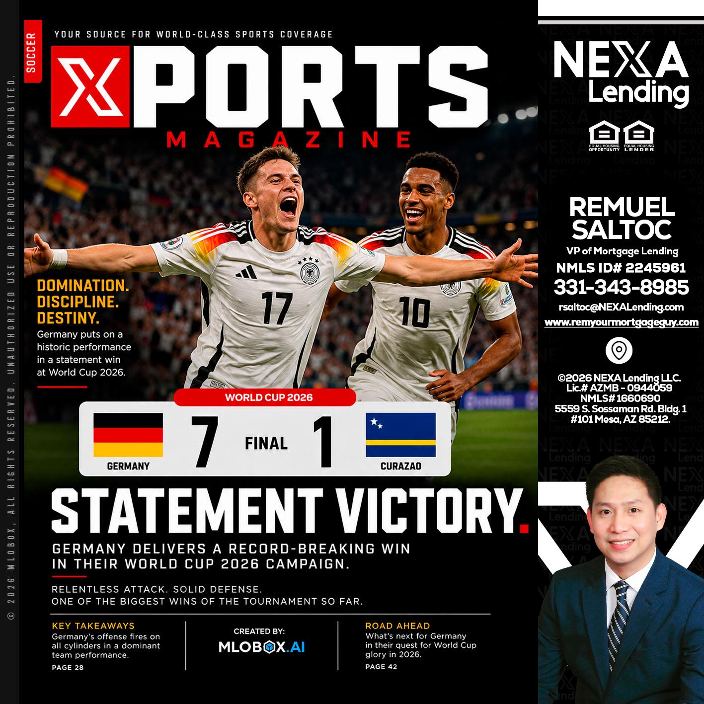 GERMANY VS CURASSAO (7-1) - Remuel Saltoc -VP of Mortgage Lending