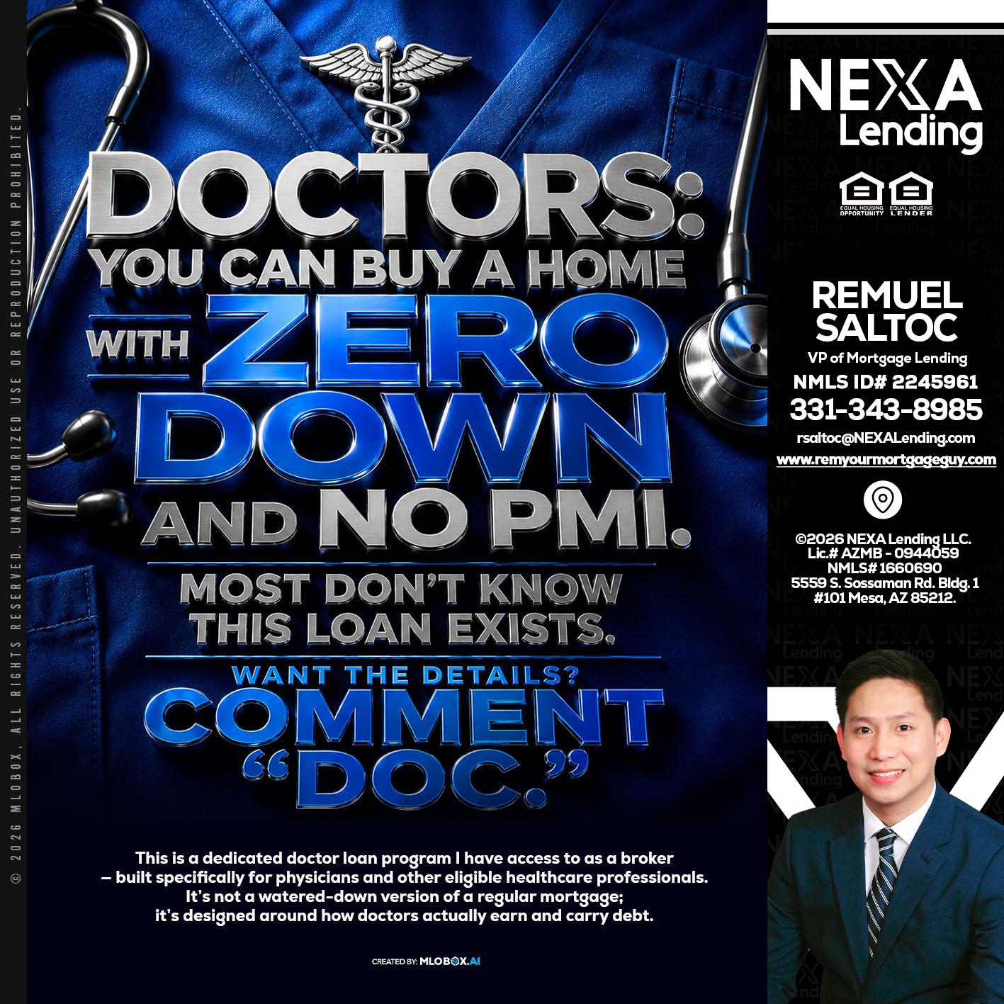 DOCTORS YOU CAN BUY - Remuel Saltoc -VP of Mortgage Lending