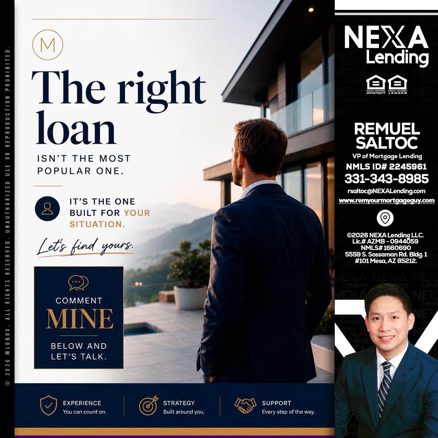 THE RIGHT LOAN - Remuel Saltoc -VP of Mortgage Lending