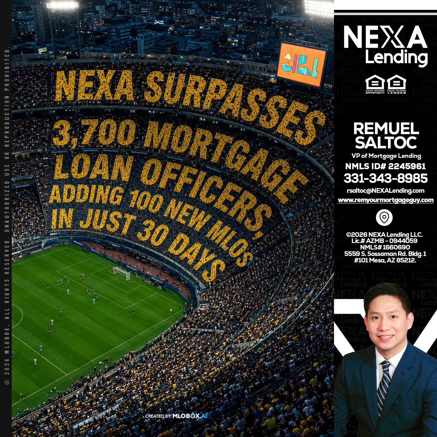 NEXA SURPASSES - Remuel Saltoc -VP of Mortgage Lending