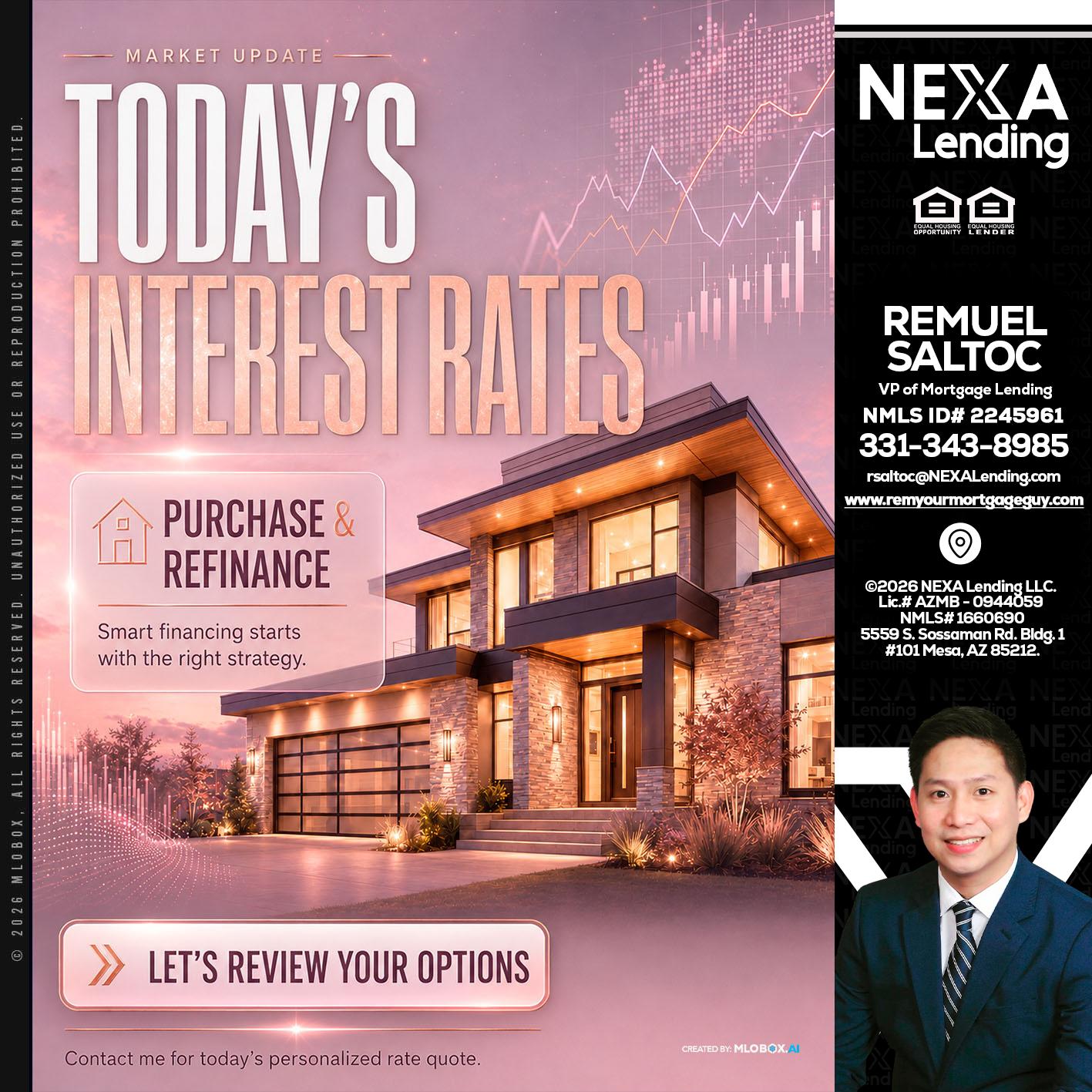todays interest rates - Remuel Saltoc -VP of Mortgage Lending