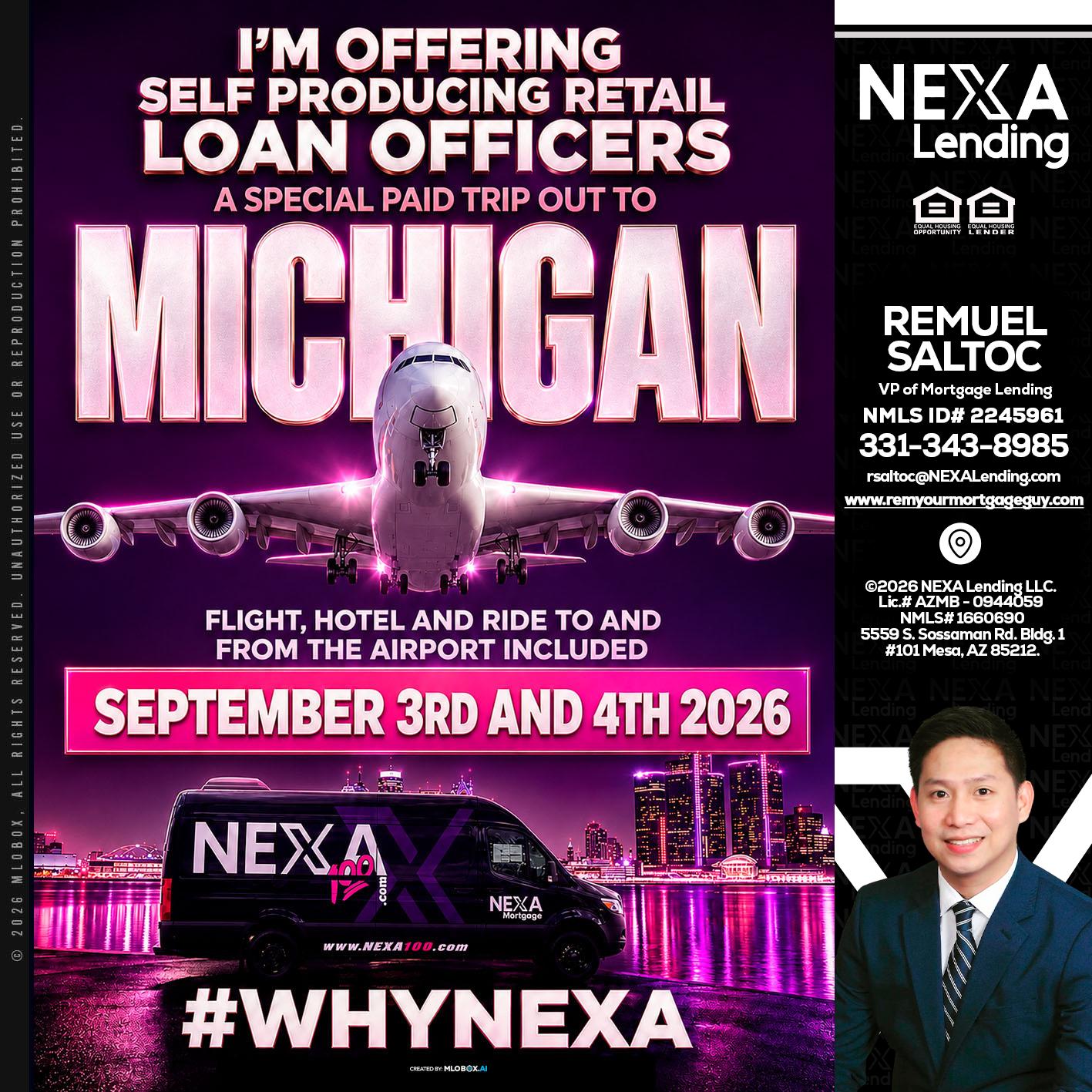 MICHIGAN TRIP - Remuel Saltoc -VP of Mortgage Lending