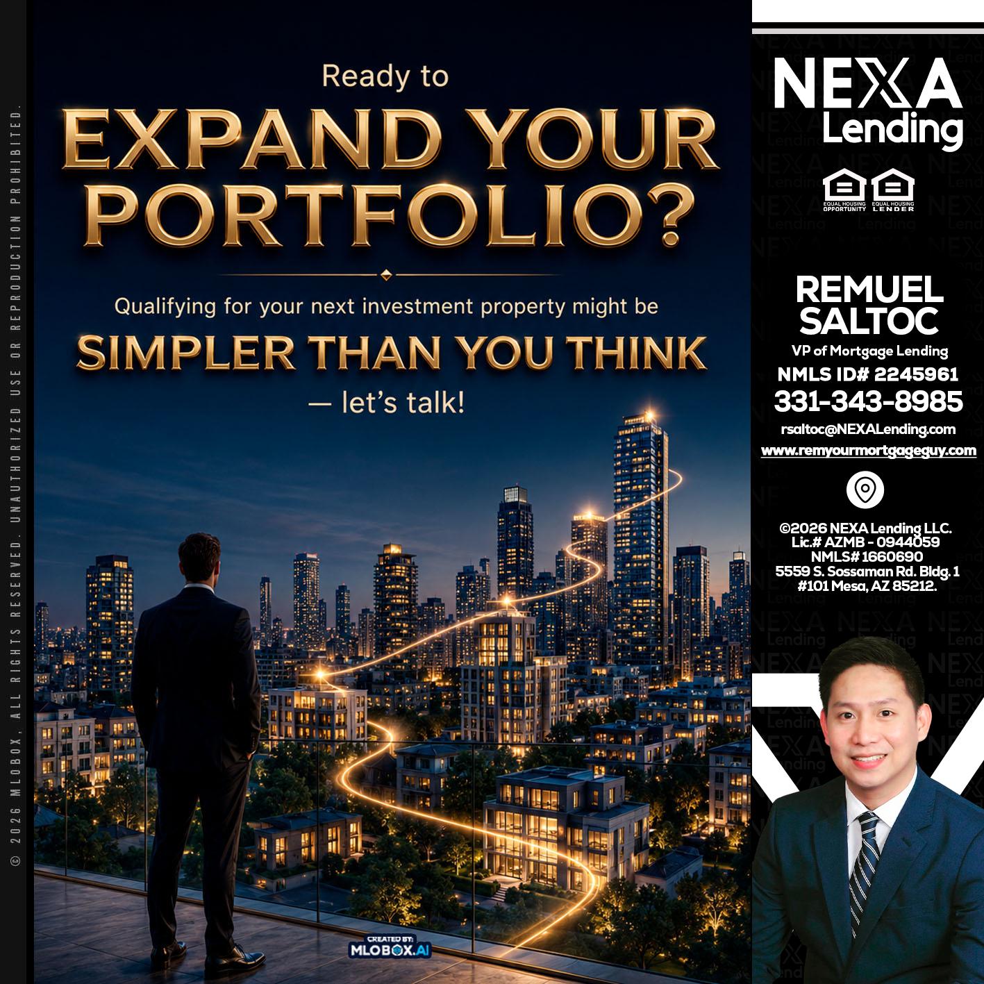 expand you portfolio - Remuel Saltoc -VP of Mortgage Lending