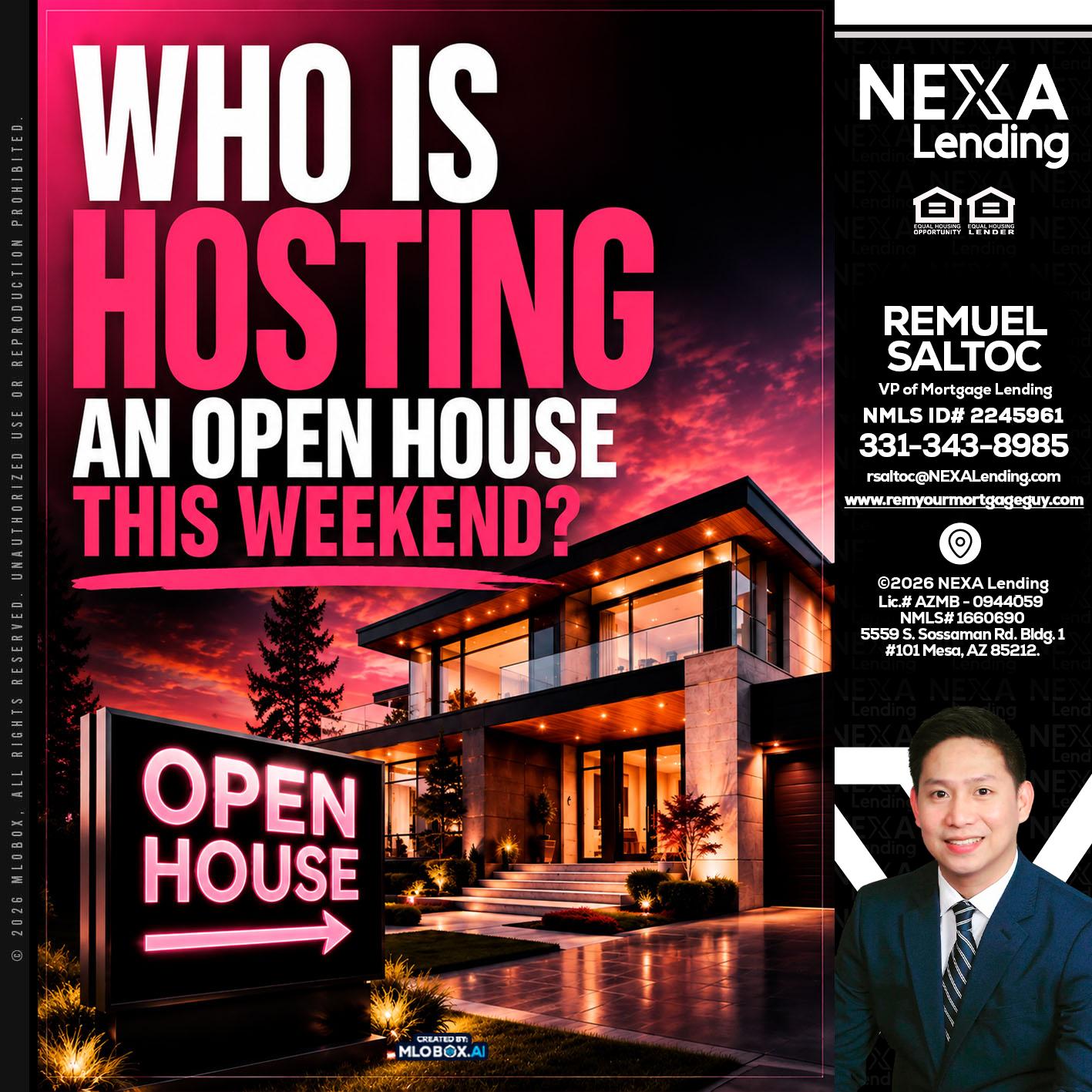 who's is hosting - Remuel Saltoc -VP of Mortgage Lending