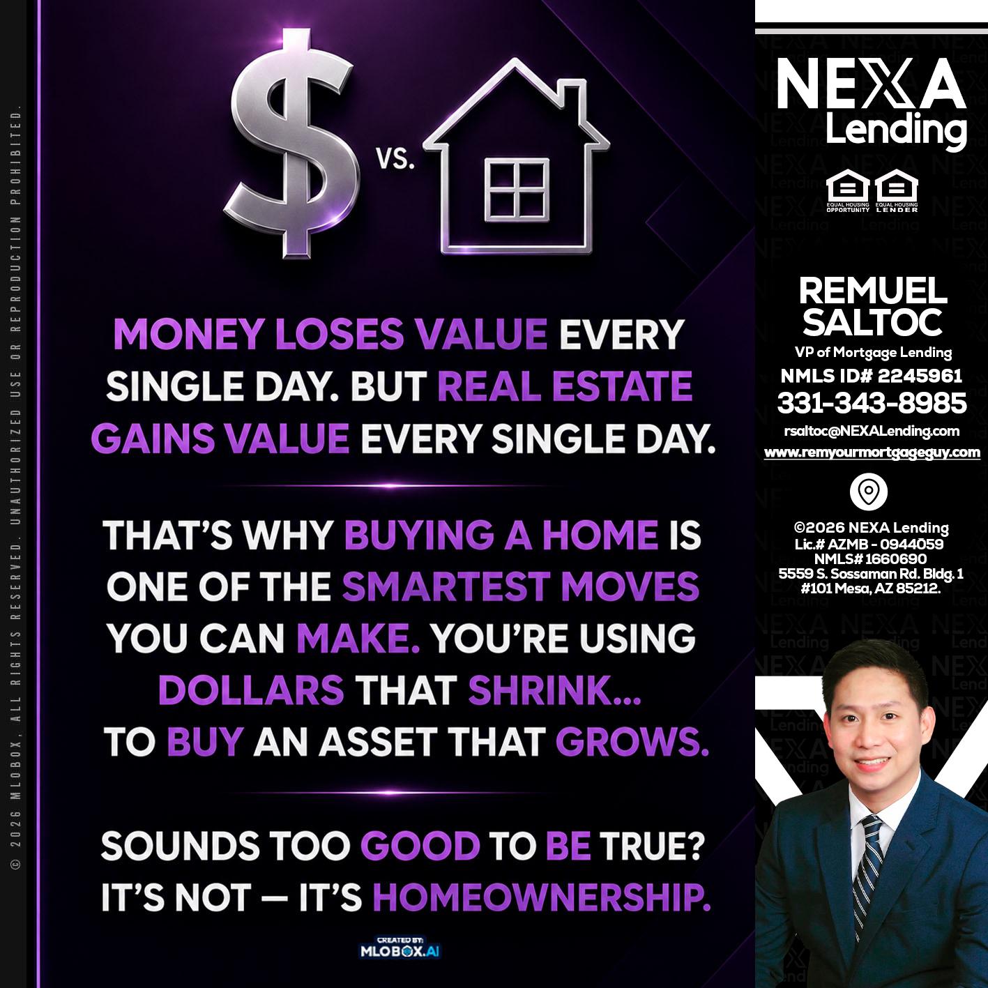 MONEY LOSES - Remuel Saltoc -VP of Mortgage Lending