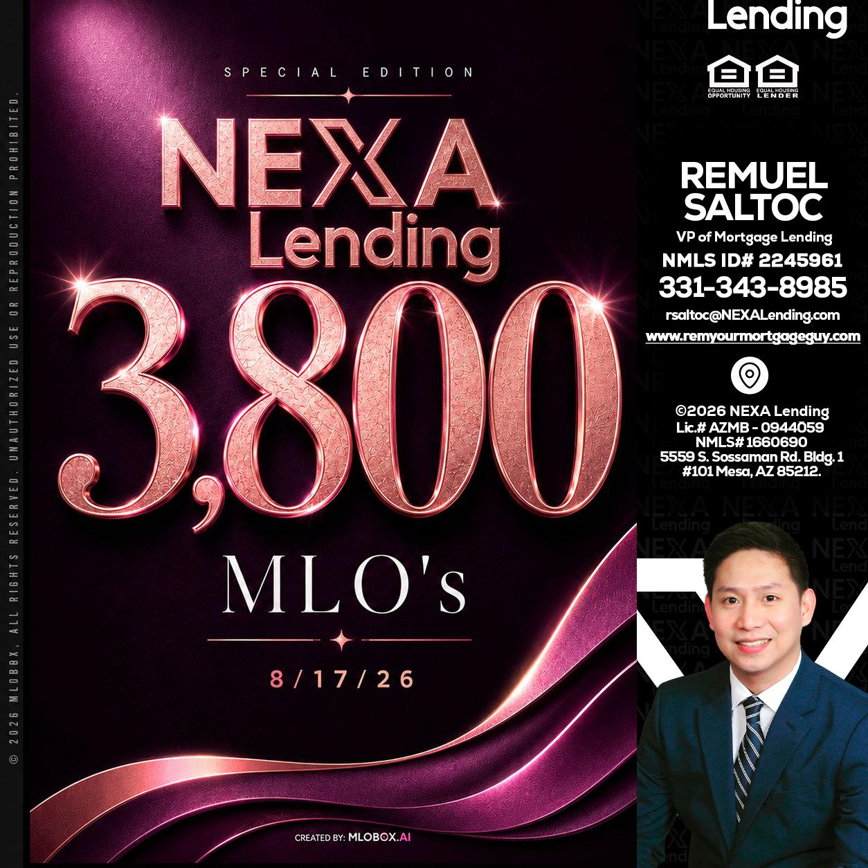 3800 MLOs - Remuel Saltoc -VP of Mortgage Lending