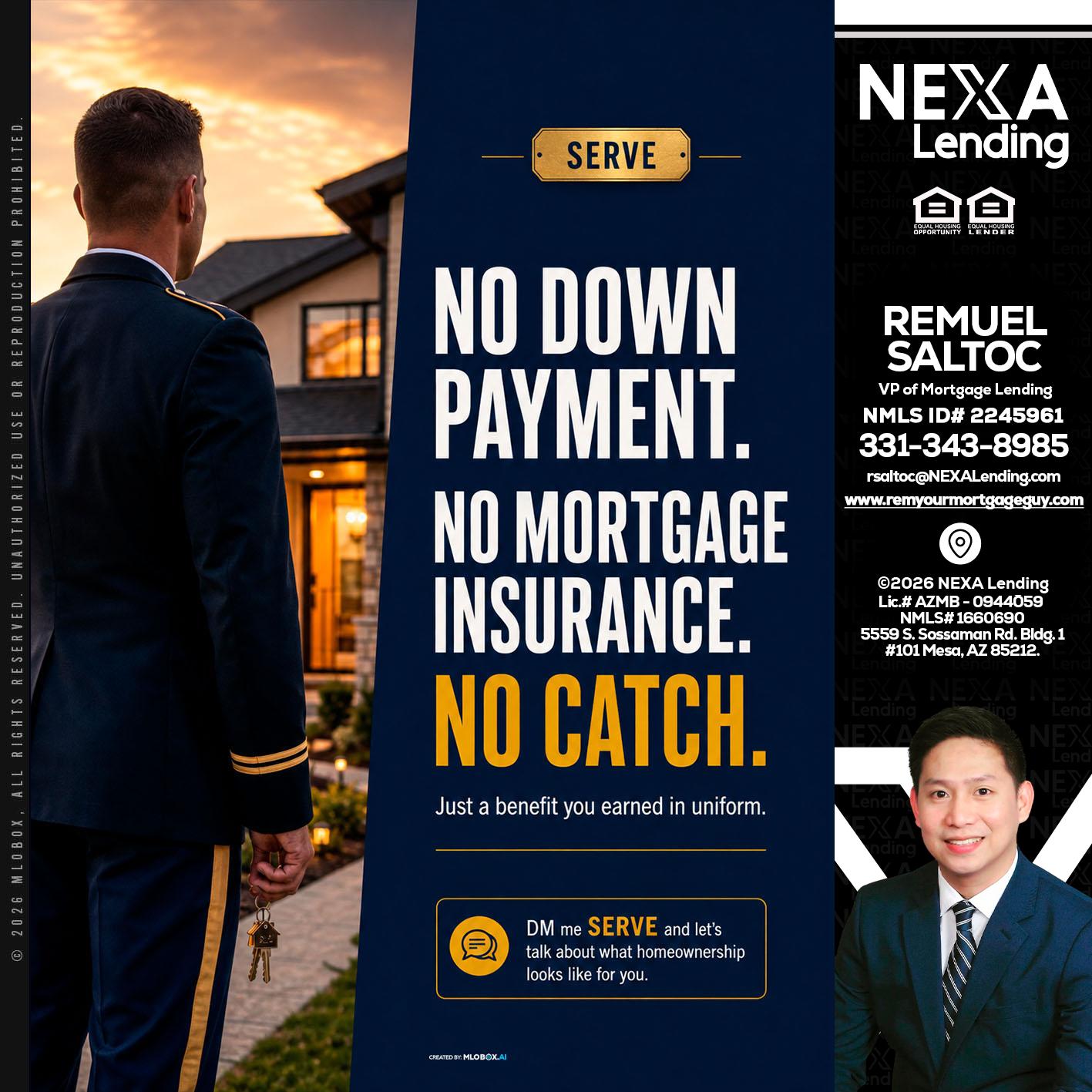 NO DOWN PAYMENT - Remuel Saltoc -VP of Mortgage Lending