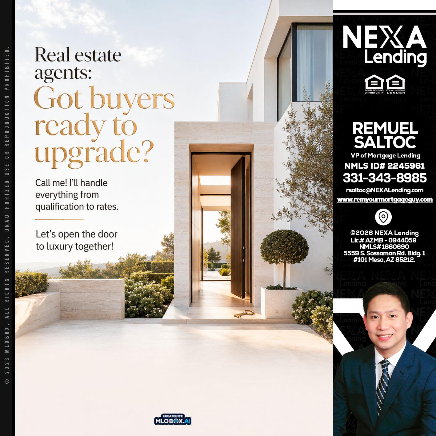 REAL ESTATE AGENTS - Remuel Saltoc -VP of Mortgage Lending
