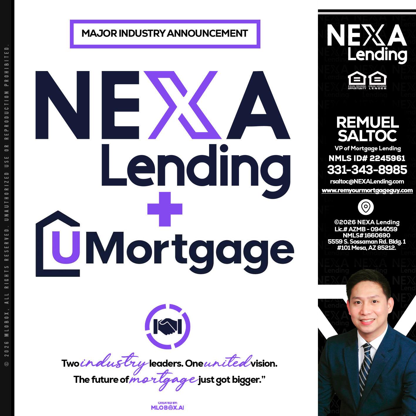 NEXA LENDING U MORTGAGE - Remuel Saltoc -VP of Mortgage Lending
