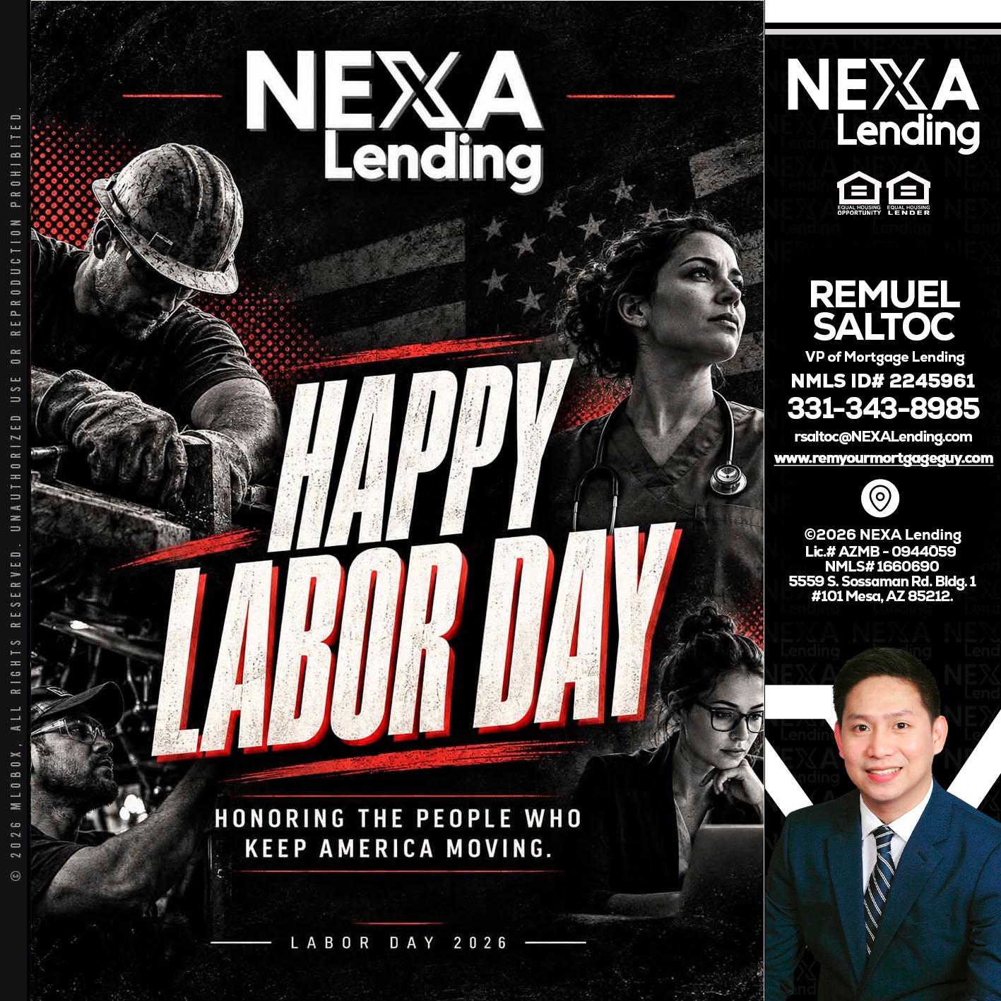 LABOR DAY - Remuel Saltoc -VP of Mortgage Lending