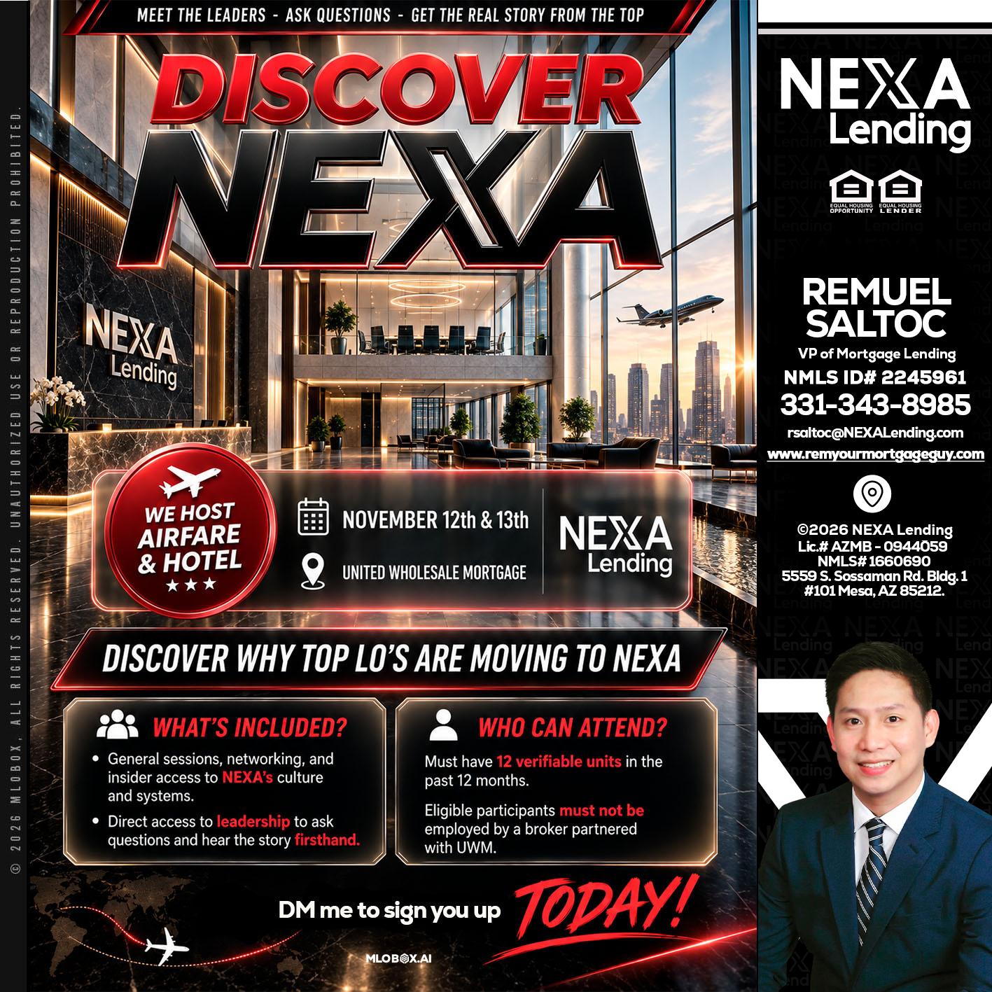 DISCOVER NEXA - Remuel Saltoc -VP of Mortgage Lending