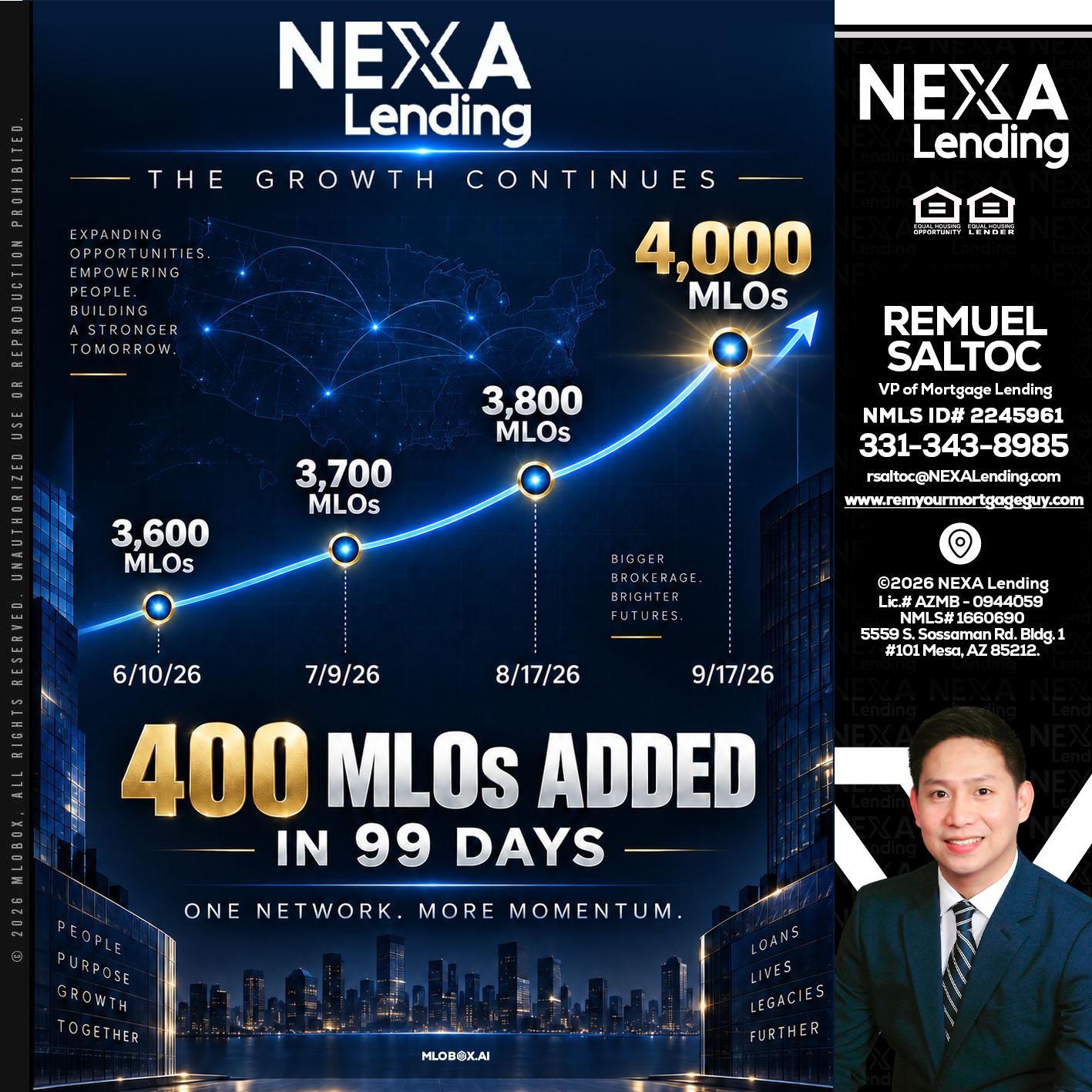 NEXA Lending 4000 MLOs - Remuel Saltoc -VP of Mortgage Lending
