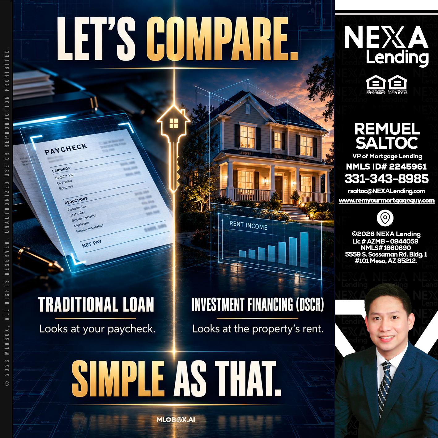lets compare - Remuel Saltoc -VP of Mortgage Lending