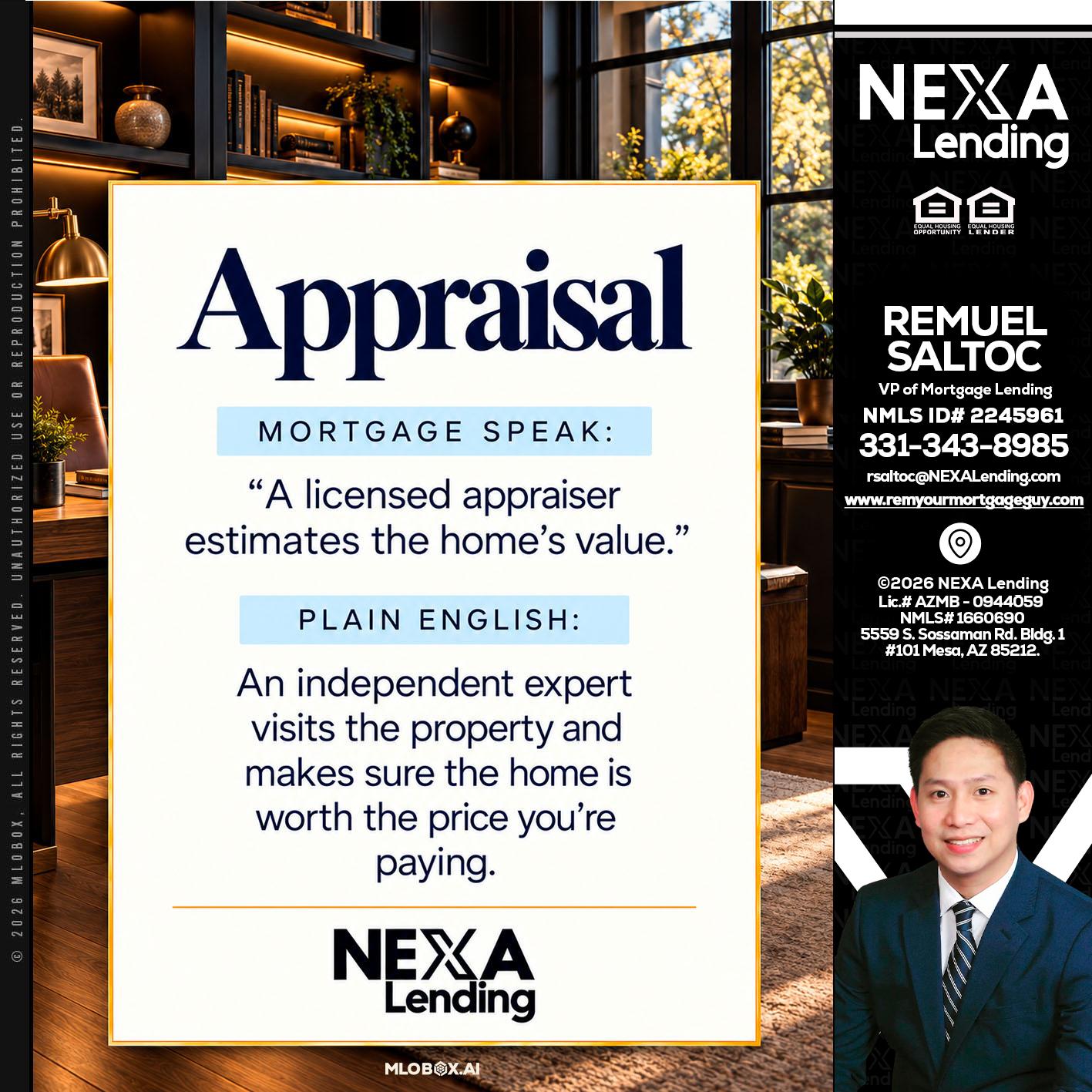 appraisal - Remuel Saltoc -VP of Mortgage Lending