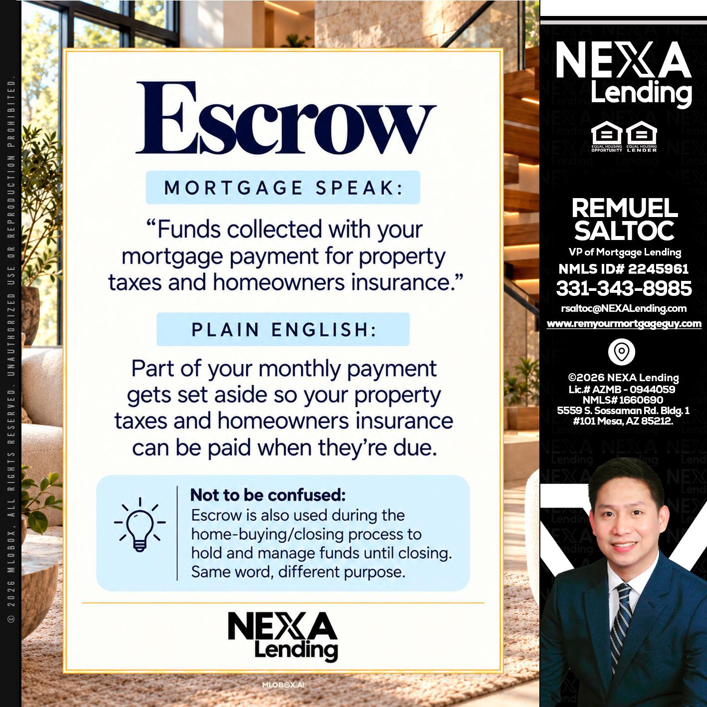 ESCROW - Remuel Saltoc -VP of Mortgage Lending