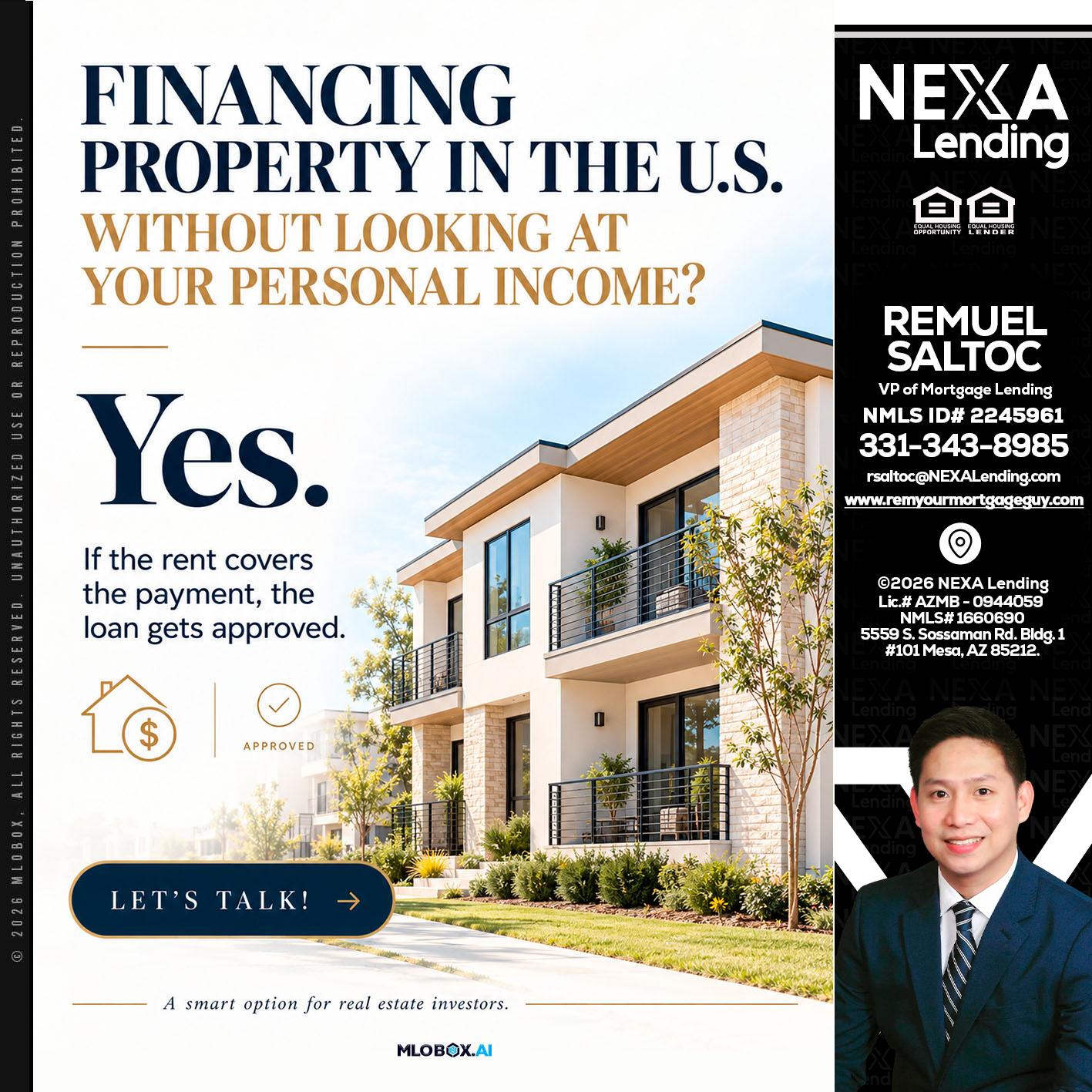 FINANCING - Remuel Saltoc -VP of Mortgage Lending